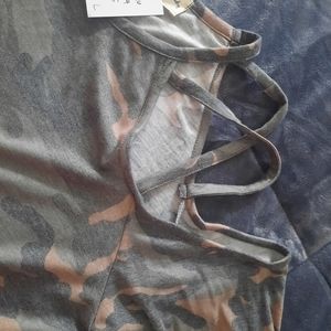Camo criss-cross shoulders.  New with tags